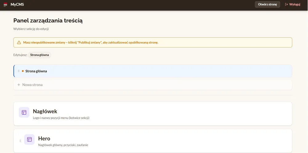 Скриншот панели MyCMS